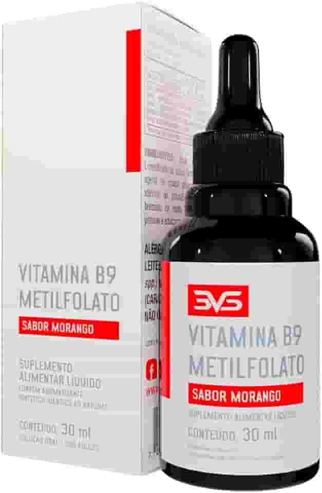 3VS Nutrition Vitamina B9 gotas, Metilfolato sublingual, sabor Morango 30ml