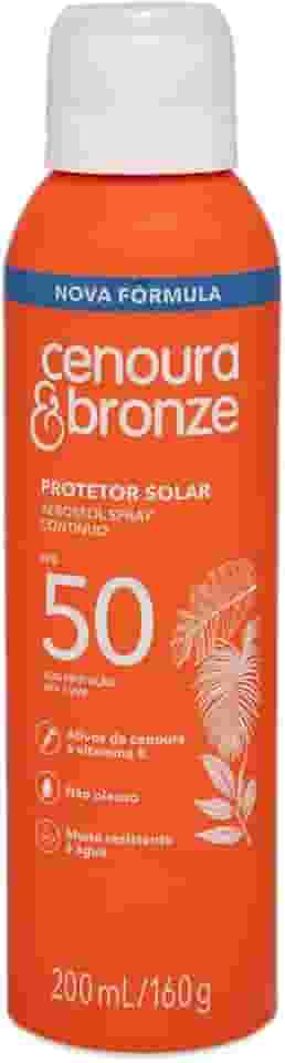 Protetor Solar Aerossol Spray FPS 50 Cenoura & Bronze 200ml