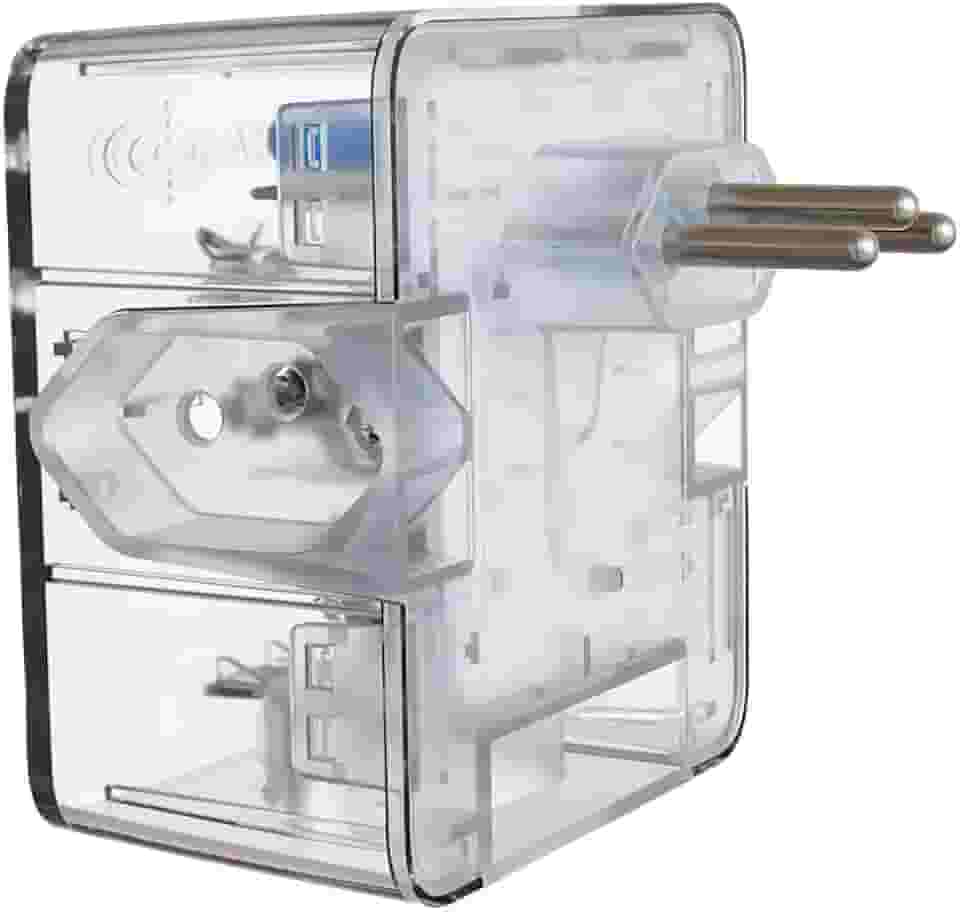 Protetor Contra Surtos Elétricos (DPS) CLAMPER 127/220V, 10 Amperes, 3 Pinos, para PC, PS5, Xbox, Smartphone, Monitor, Impressora, etc - iCLAMPER Energia 3 Transparente LCF, 3 tomadas