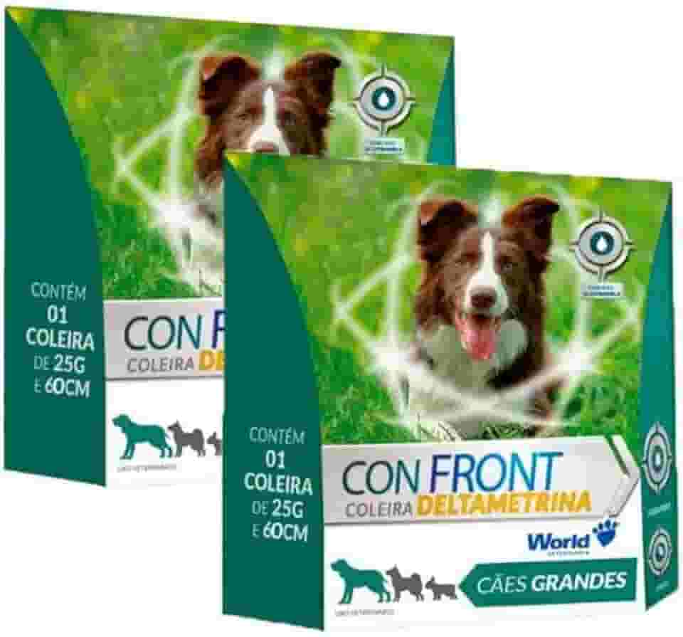 Kit 02 Coleira Pulgas e Mosquito Leishmaniose Confront 25G 60cm