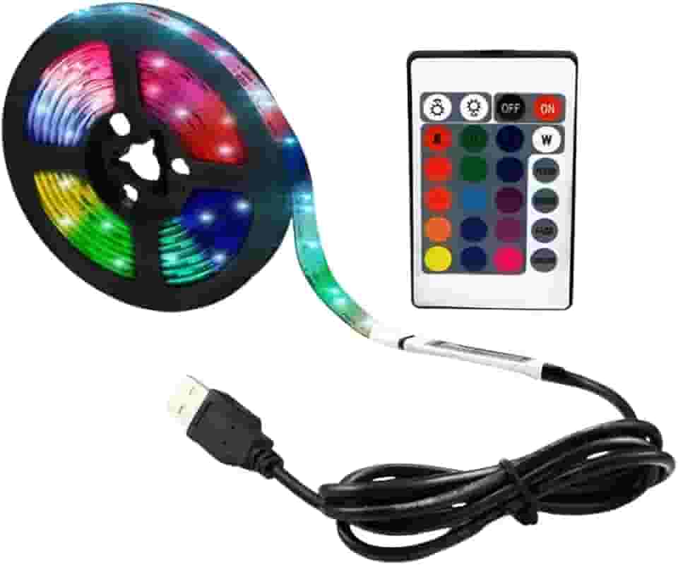 Fita Led 5050 Rgb Controle Remoto 2metros 5v Usb Para Televisão Computador Carro
