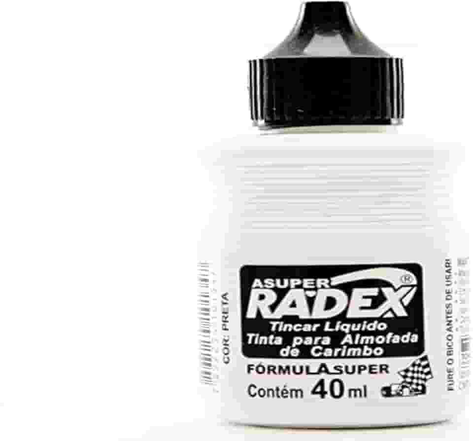 Tinta Para Carimbo, Radex, 186, 40 ml, Preta