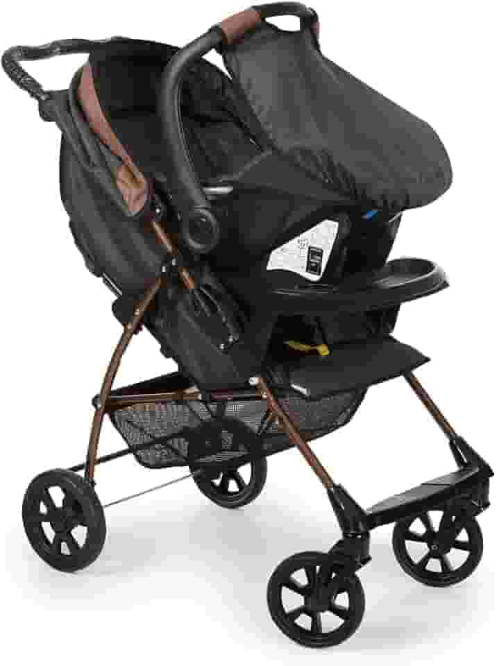 Carrinho de Bebê Galzerano Romano Travel System Para Passeio Preto Cobre Até 15Kg + Bebê Conforto