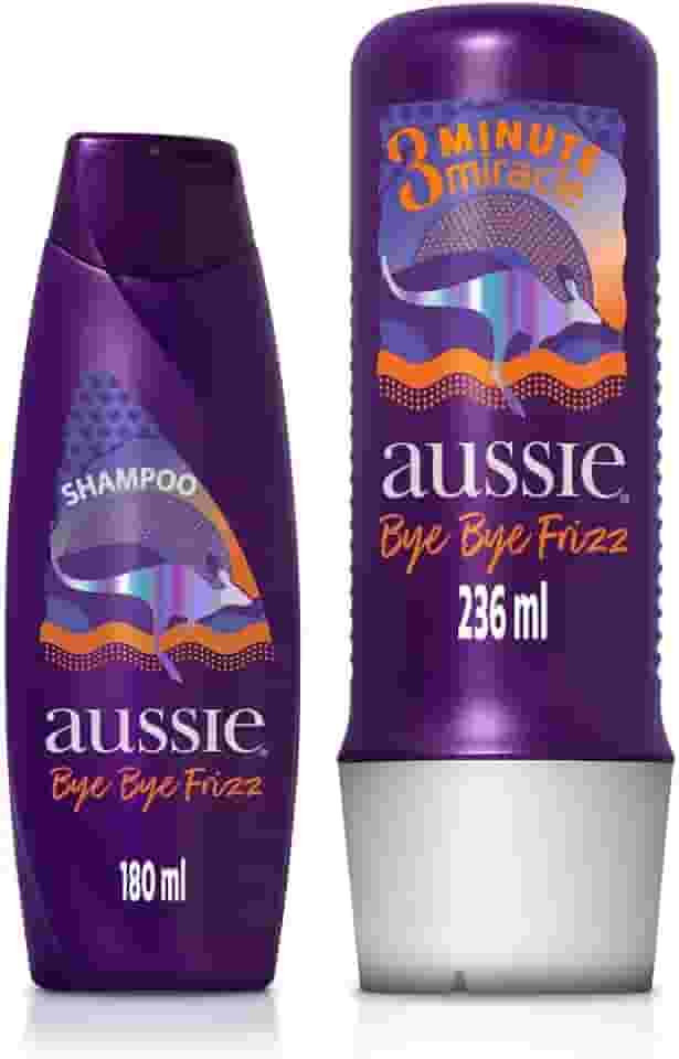 Kit Aussie Bye Bye Frizz Maciez e Brilho Shampoo 180Ml e 3 Minutos Milagrosos 236Ml, Aussie