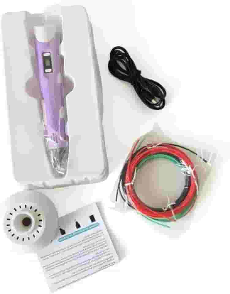 Caneta Impressão 3D Profissional c/Display LCD | Ajuste de Temperatura e Velocidade | Cores Variadas (Roxo)