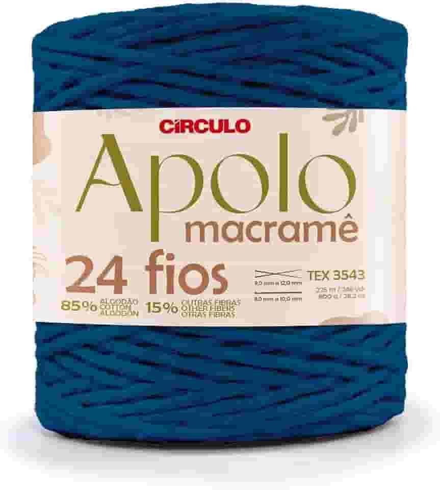 Barbante Apolo Macramê 600g Círculo – Ideal para Macramê, Crochê e Artesanato em Geral (2775-Azul Bic)