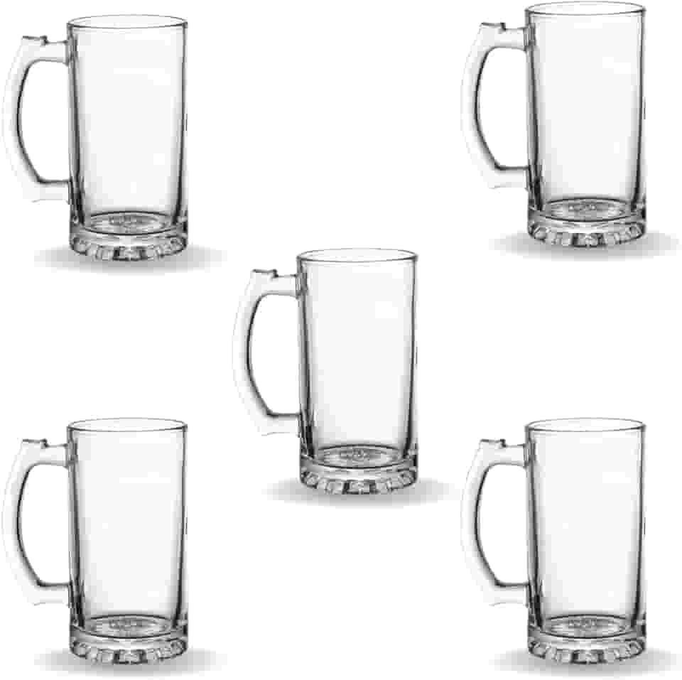 Kit Jogo 5 Canecas De Chopp 500ml Vidro Cerveja Festa Evento Amordicaneca Restaurante Hotel Bar Buffet Linha Profissional E Casa