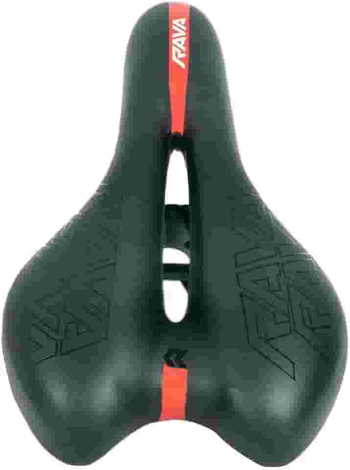 TSW Banco Selim Bicicleta Gel Vazado 270x150mm Unissex Bike Mtb Gravel Speed Ceres Rava Preto com Vermelho