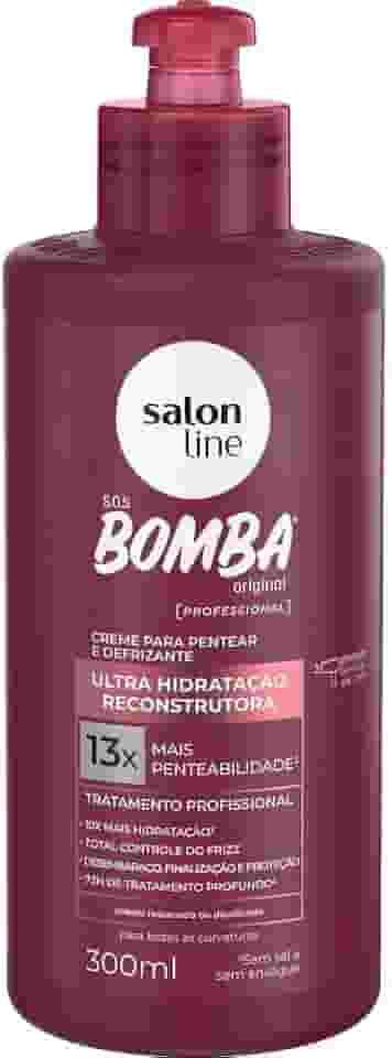 Salon Line, Creme de Pentear e Defrizante, SOS Bomba Original, Ultra-Hidratação Reconstrutora, Vegano - Para Todos os Tipos de Cabelos, 300ml