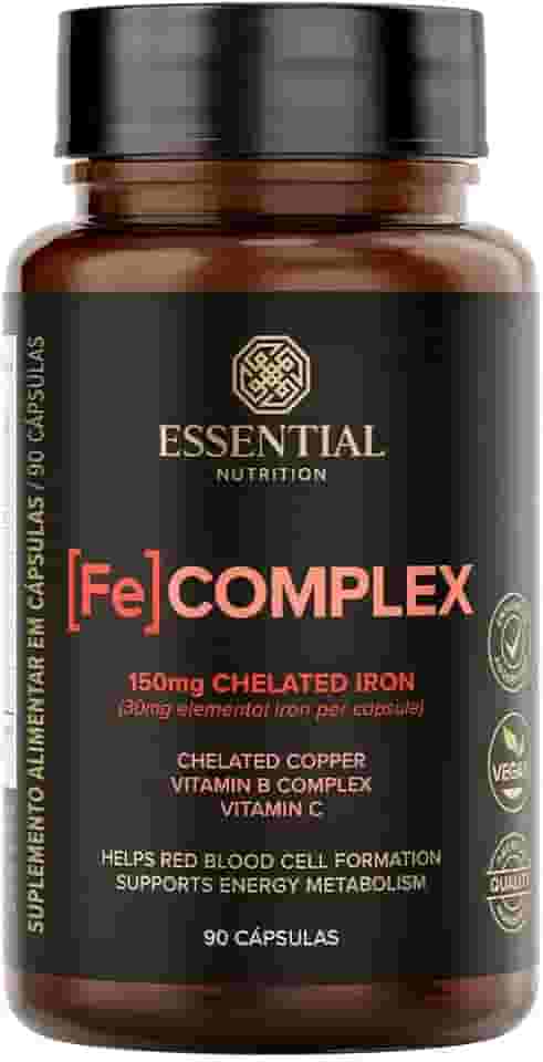 Essential Nutrition - [FE] Complex - Complexo de Ferro e Cobre Quelados + Vitamina C - 90 Cápsulas