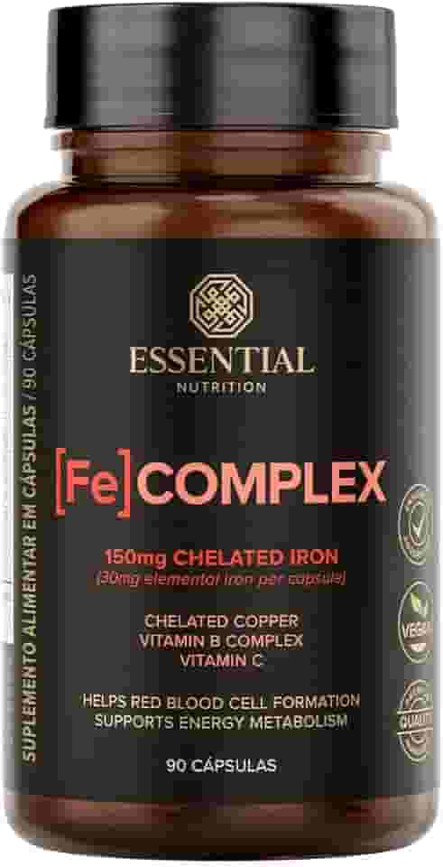 Essential Nutrition - [FE] Complex - Complexo de Ferro e Cobre Quelados + Vitamina C - 90 Cápsulas