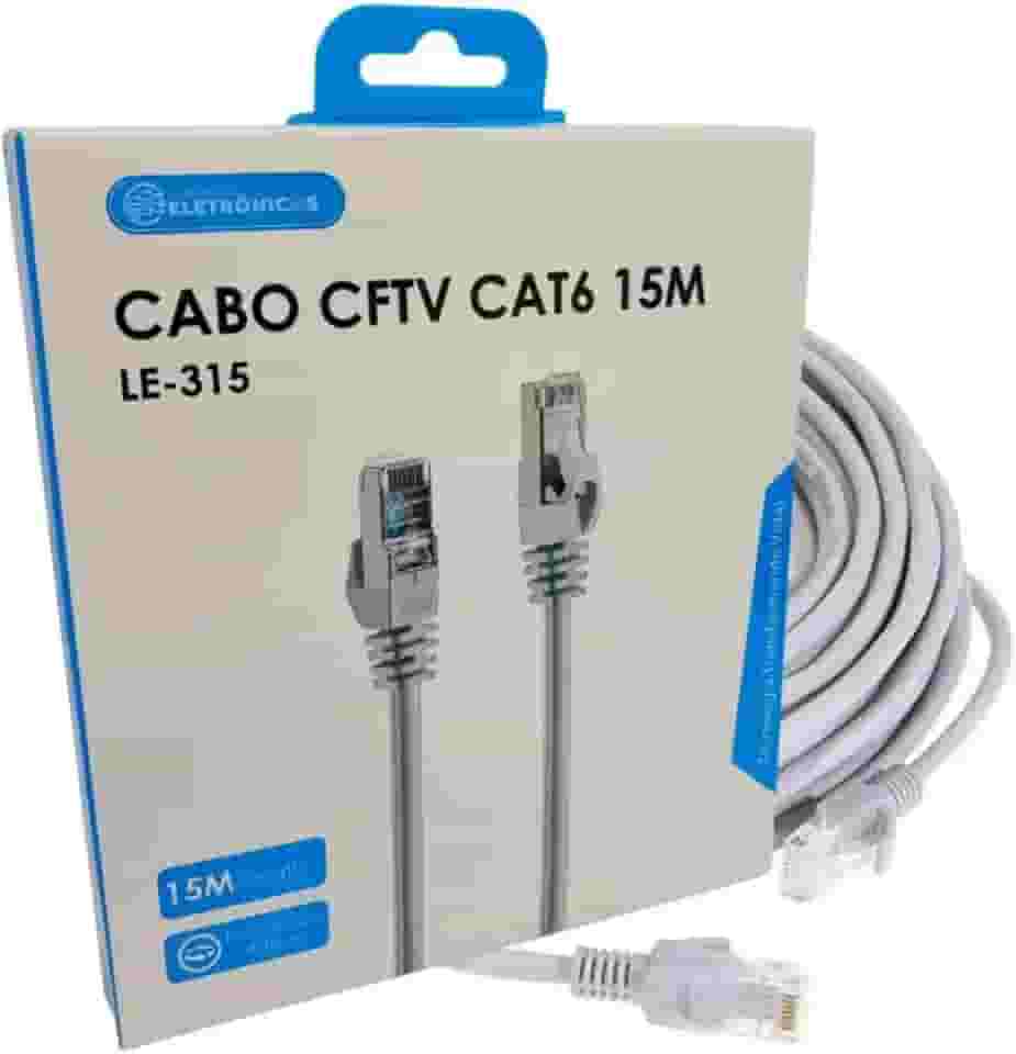 Cabo de Rede CFTV CAT6 LE-315, 15 Metros, Alta Velocidade até 10Gbps, para Redes e Câmeras de Segurança