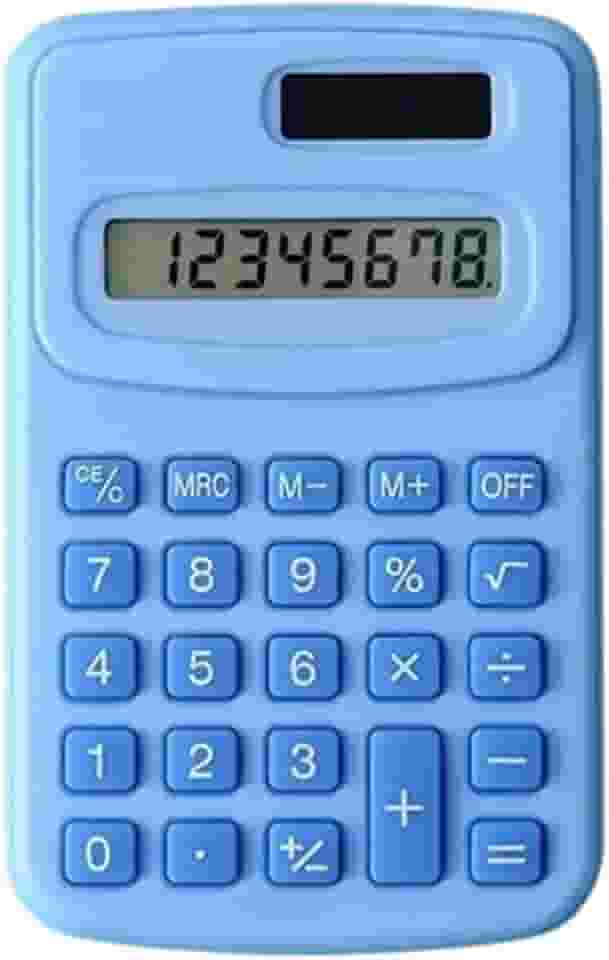 Calculadora Eletrônica de 8 Dígitos com Energia Solar e Bateria – Mini Calculadora Portátil para Escola, Escritório, Contabilidade, Estudos e Uso Diário – Teclas Suaves e Visor Grande (Azul)