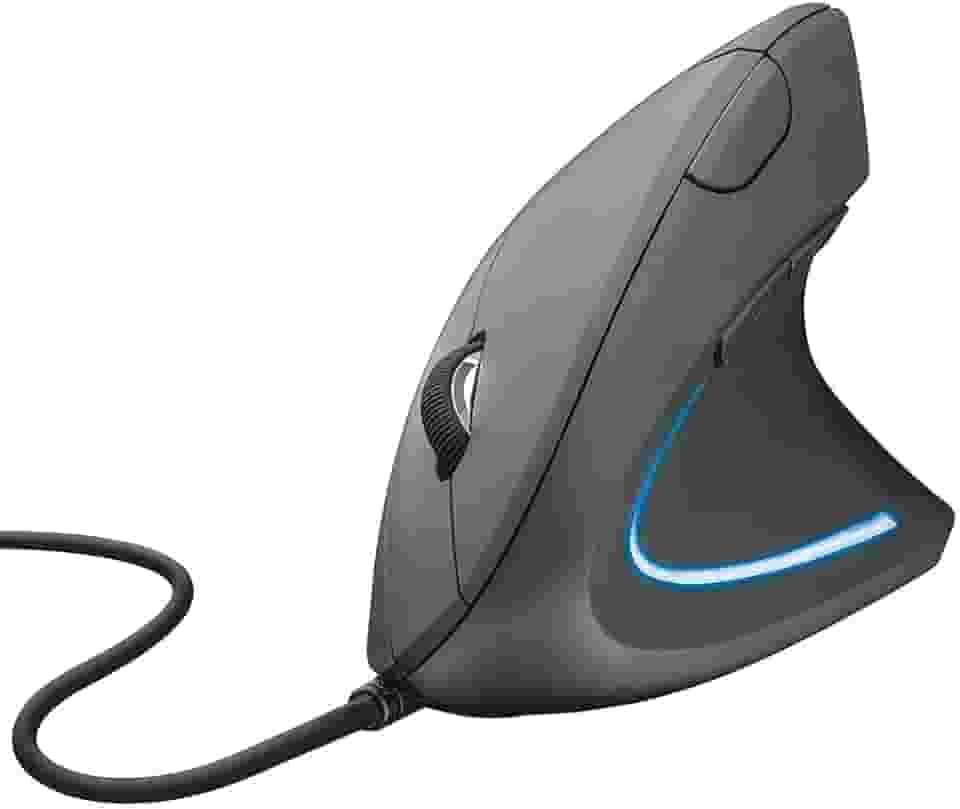 Mouse Gamer Ergonômico Inland Sounds USB – Óptico com LED e Design Vertical (Preto)