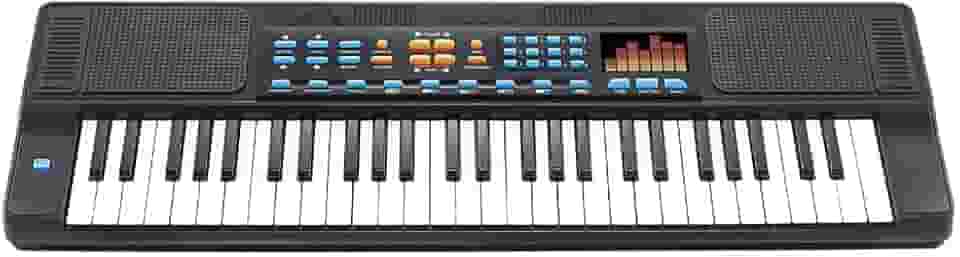 Teclado Infantil com Microfone 54 Teclas HS5460A 70cm, DM Toys, Preto, DMT5700