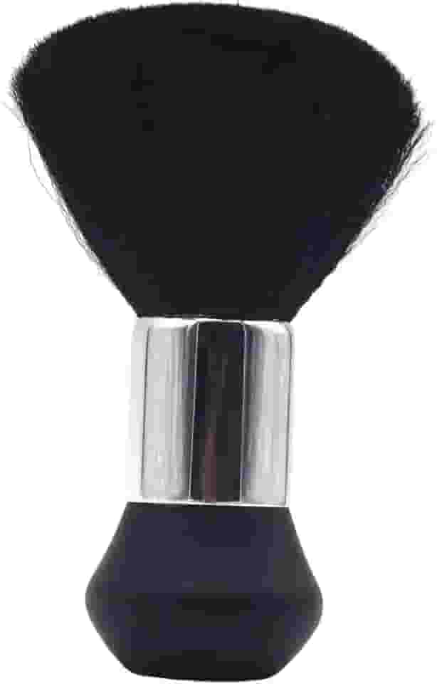 Espanador Pincel Umi Bolinha Cromado Para Cabeleireiro e Barbearia Barbeiro com Cerdas Macias Preta Para Remover Pelos e Fios de Cabelo