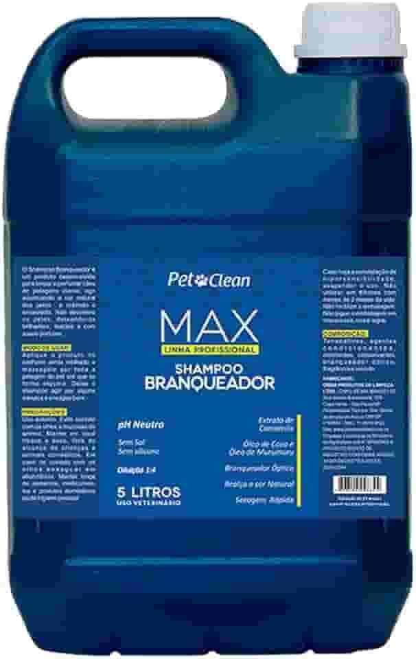 Shampoo Branqueador para Cachorro e Gato Max Linha Profissional Pet Clean 5 Litros