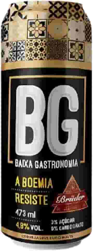 Cerveja Artesanal Brüder Baixa Gastronomia BG 473ml, Pack com 12 Latões, Estilo Light Lager Puro Malte, 0% Açúcar, 0% Carboidrato e 0% Gordura, Baixa Caloria e Baixo Amargor