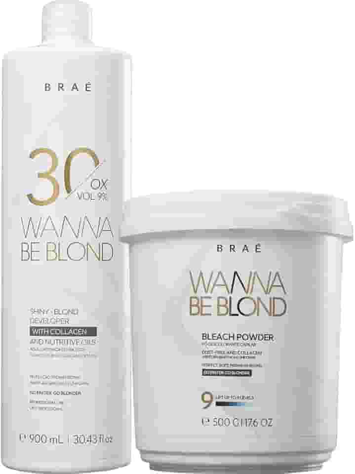 Kit Água Oxigenada 30 Volumes 9% 900ml + Pó Descolorante 500g Wanna Be Blond Braé