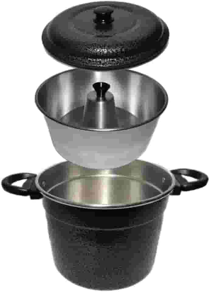 Kit Forma Pudim Banho Maria e Panela de Alumínio Preta Craqueada