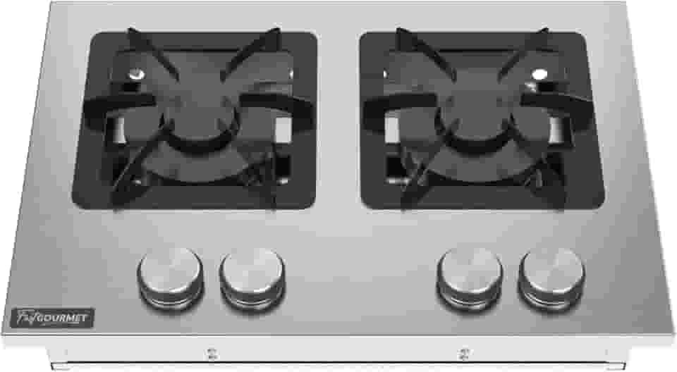 Cooktop a Gás 2 Bocas Duplo de Embutir Industrial Inox Grelha 20x20