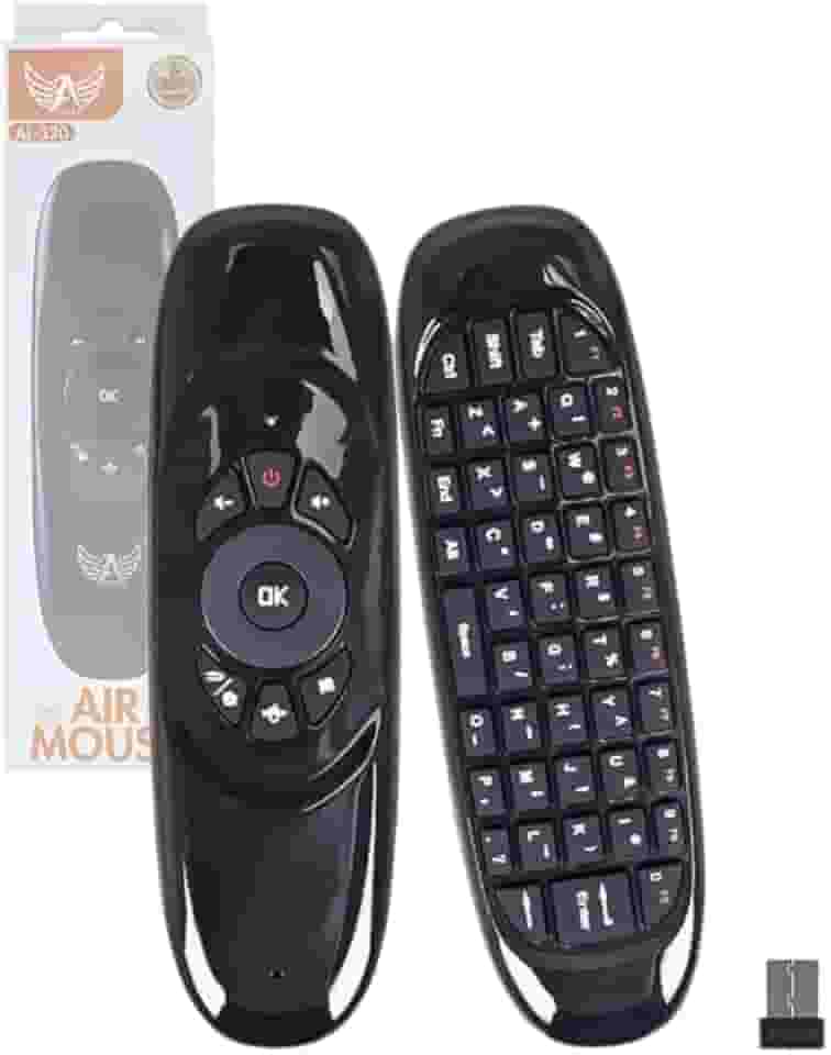 Controle Air Mouse com Teclado QWERTY, Sensor de Movimento 2.4GHz, 10m Alcance, para Smart TV e PC