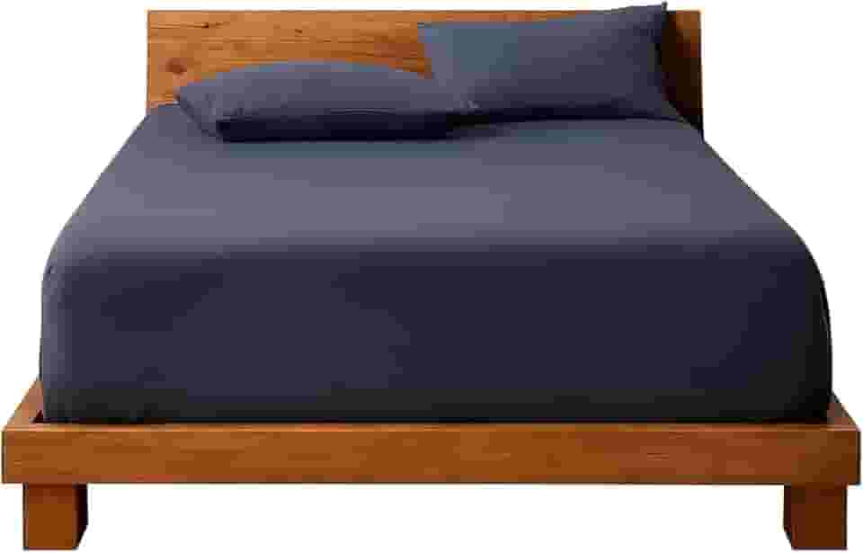 Decolab Jogo de Lençol 100% Algodão Premium Extra Macio - Roupa De Cama Antiácaro, Inclui Lençol Com Elástico (Forro) E Fronhas (Azul-marinho, Queen Simples)