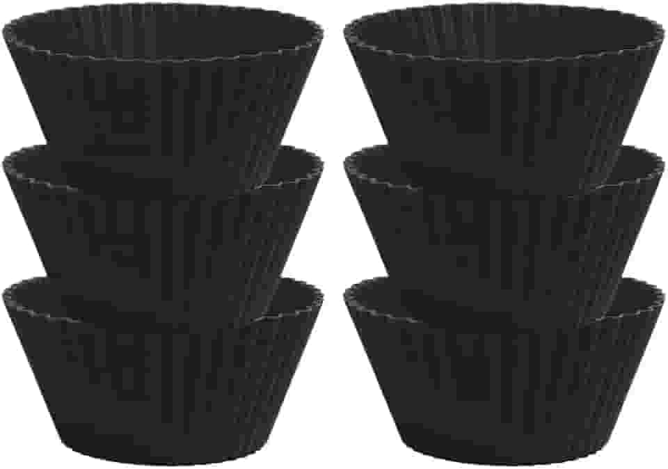Forma de cupcake de silicone kit 6un forno air fryer não gruda (Preta)