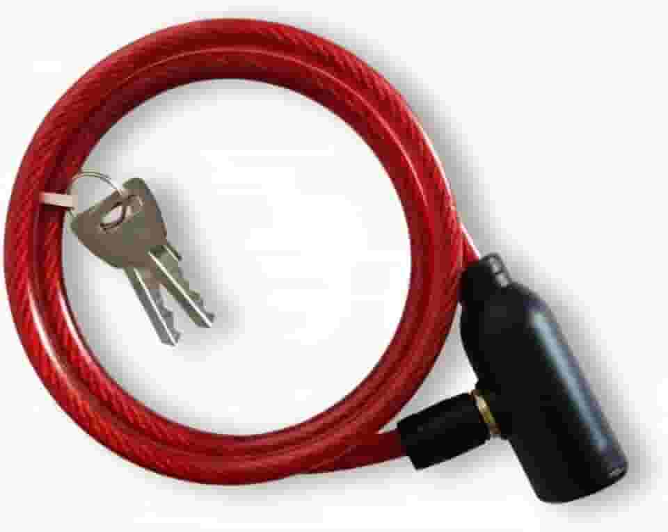 Trava de Segurança para Bicicleta 65cm com 2 Chaves – Cabo de Aço Revestido em PVC, Ideal para Capacete, Portão e Mochila