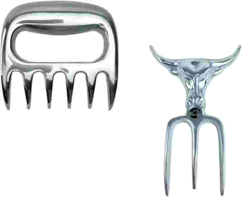 Garfo Tridente para Churrasco e Garra de Urso em Alumínio Fundido Polido, Ideal para Servir Carnes com Estilo e Praticidade – WOODBULL.