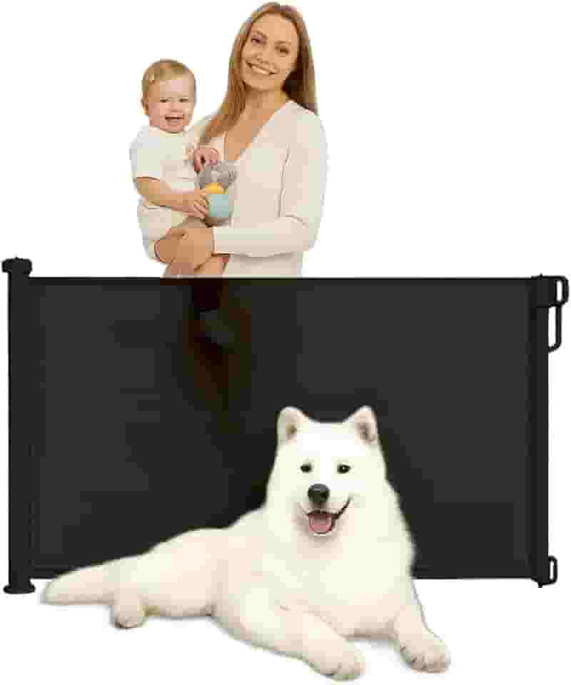 Grade de Proteção Retrátil 140x86cm | Ideal para Pets e Bebês | Portão de Segurança para Escadas, Portas e Ambientes | Fácil de Instalar | Portão Tela de Segurança Cercadinho Pet Bebe