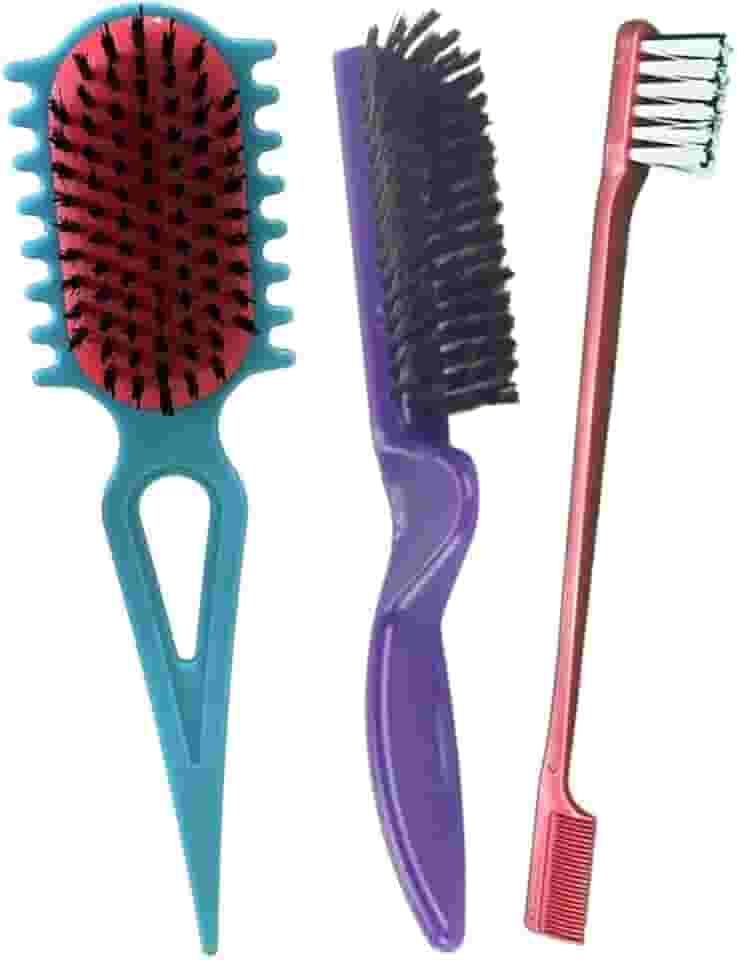 KIT PENTEADO CABELOS CACHEADOS 2-3 ESCOVAS: FITAGEM, 5 FILEIRAS, BABY HAIR