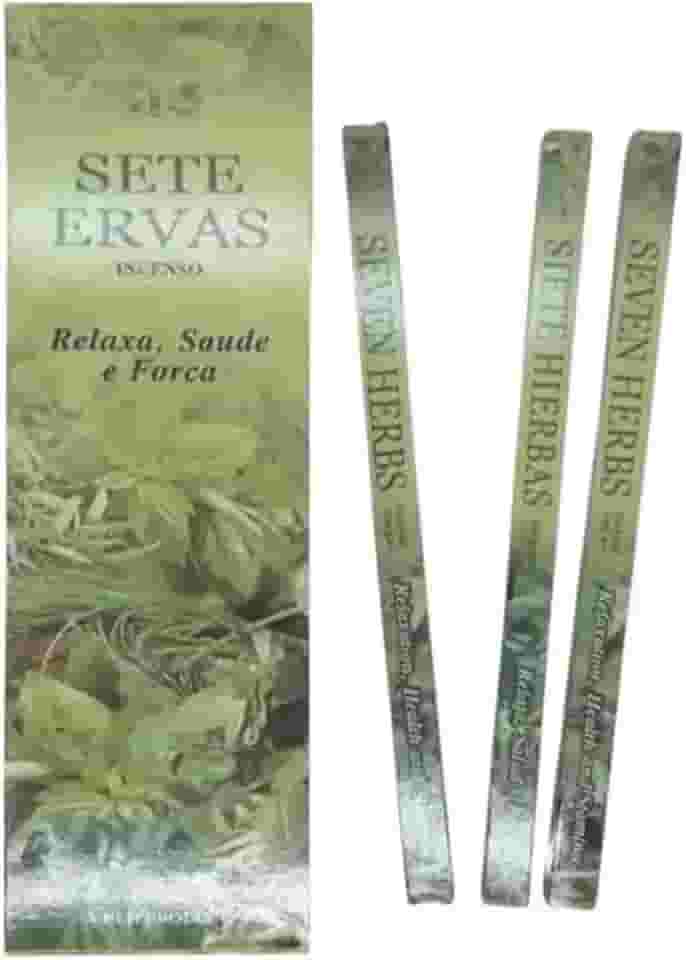 Kit de Incensos Indianos 7 Ervas para Limpeza Espiritual, 6 Unidades