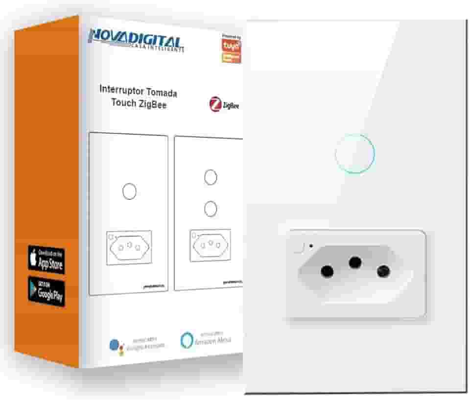 Interruptor Inteligente 1 Botão E 1 Tomada Smart Life Repetidor Zigbee