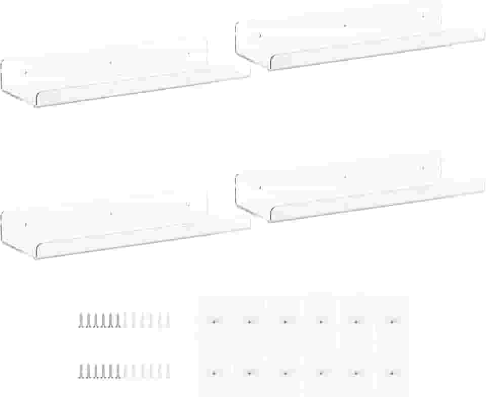 4 prateleiras flutuantes de acrílico, prateleiras flutuantes para parede, decoração de armazenamento de livros, prateleiras de parede para livros com adesivos e parafusos de expansão, prateleiras de