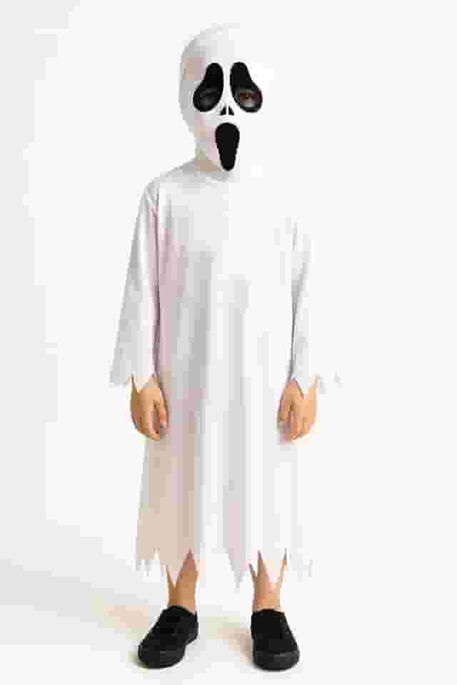 Fantasia Infantil Fantasma Criança Halloween Vestido Roupa Fantasminha Panico