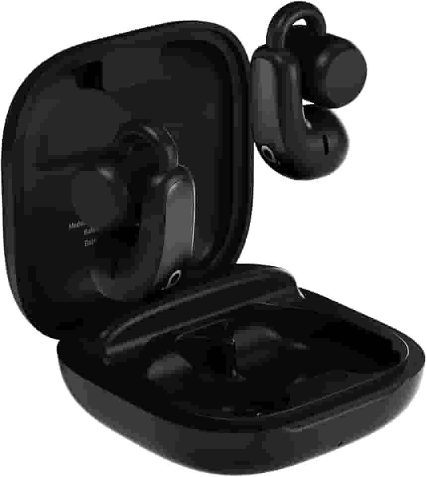 Fone de Ouvido Bluetooth Basike, Fone sem fio Bluetooth 5.3 com clipe, Condução Óssea, Cancelamento de Ruído, IPX5, Reprodução 28 Horas, Compatível com iOS, Android para Corrida e Fitness (Preto)