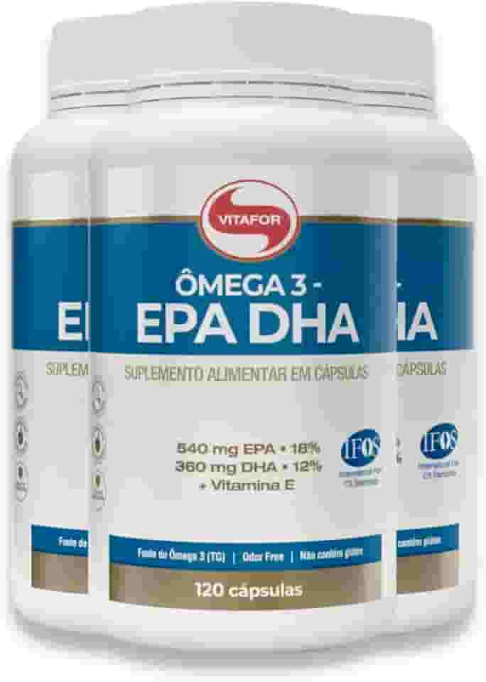 Kit 3 ômega 3 EPA DHA 1000mg Vitafor 120 cápsulas