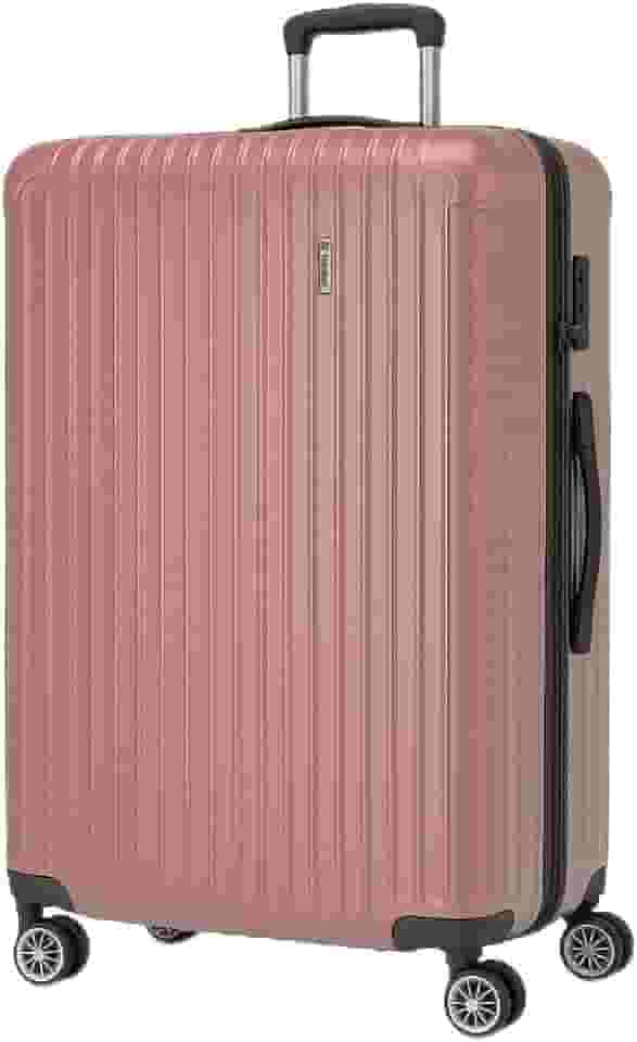 Mala de Viagem Holysun, Rígida, 4 Rodas Giratórias (Rosa, Grande)