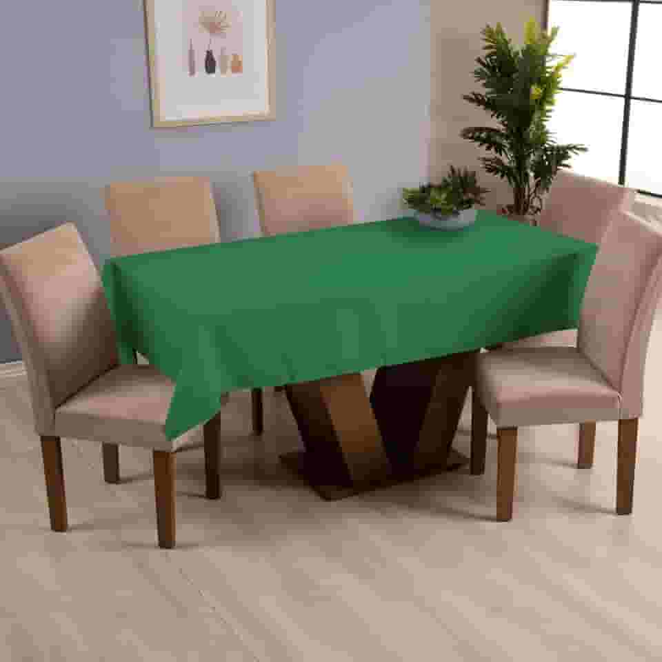 Toalha de Mesa Oxford, Retangular 145x140cm, 100% Poliéster, Tecido Liso, 4 Lugares, para Sala de Jantar, Festas e Eventos (Verde)
