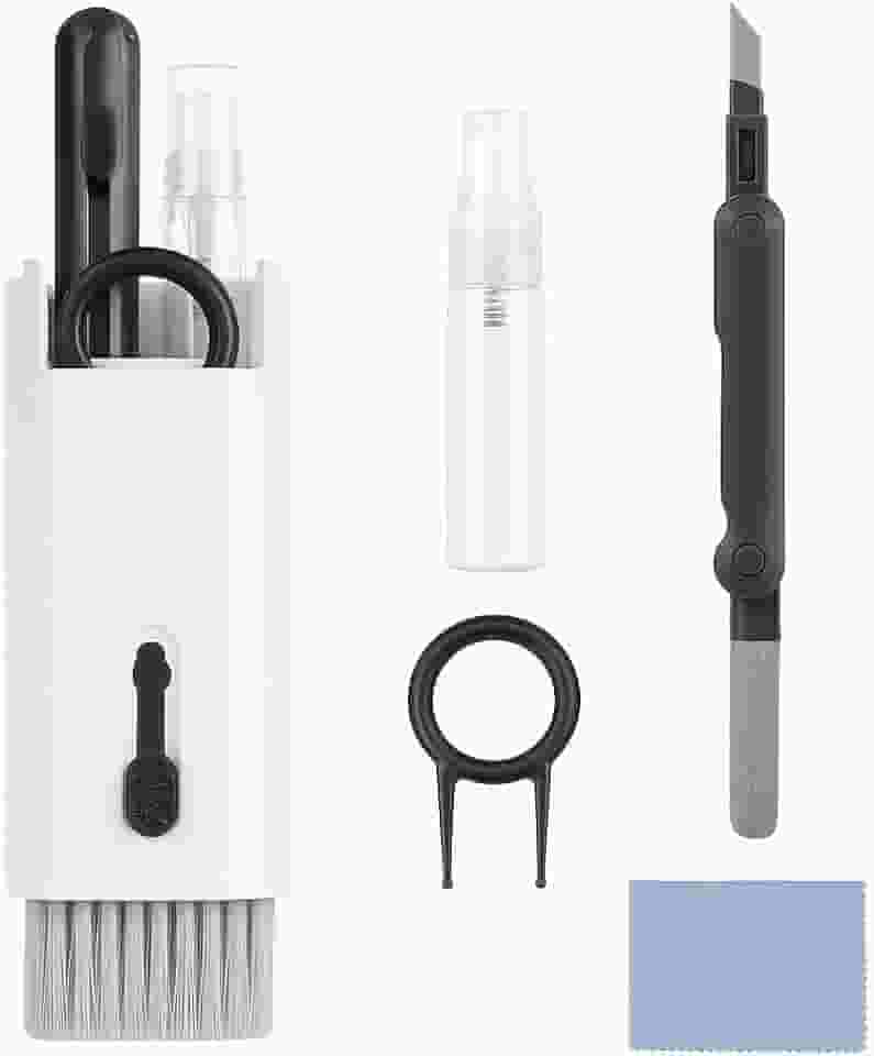 Kit Limpeza Eletrônicos 8 em 1 para Celular, Notebook, Teclado, Fones e Telas com Caneta 3 em 1, Escovas, Spray e Estojo – Linha Premium