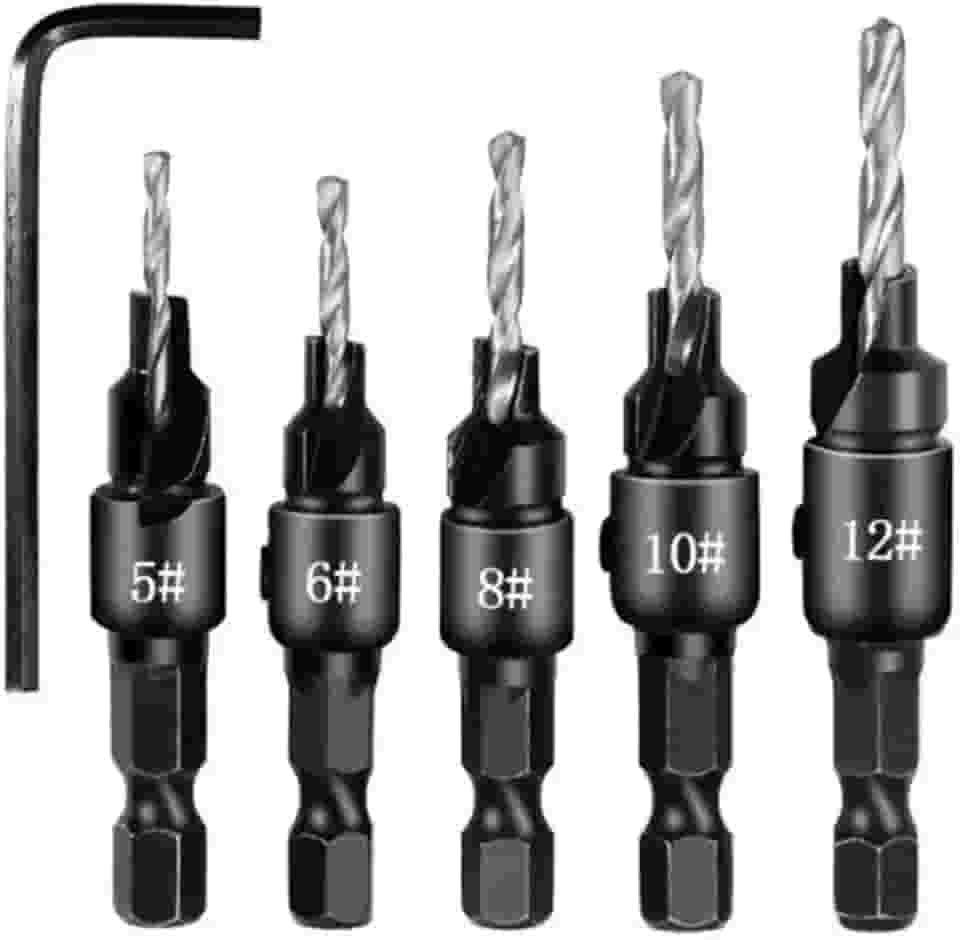 JOGO COM 5 BROCAS PARA MADEIRA COM ESCAREADORES AJUSTÁVEIS