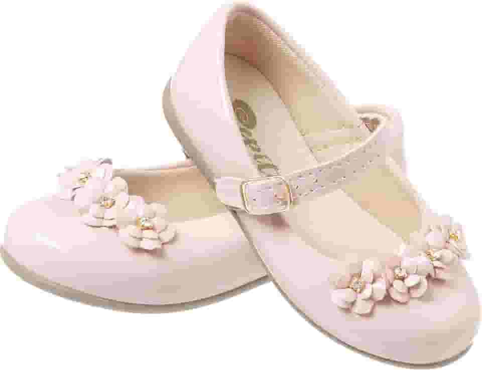 Sapatilha Infantil Branca com Laço de Flores para Meninas
