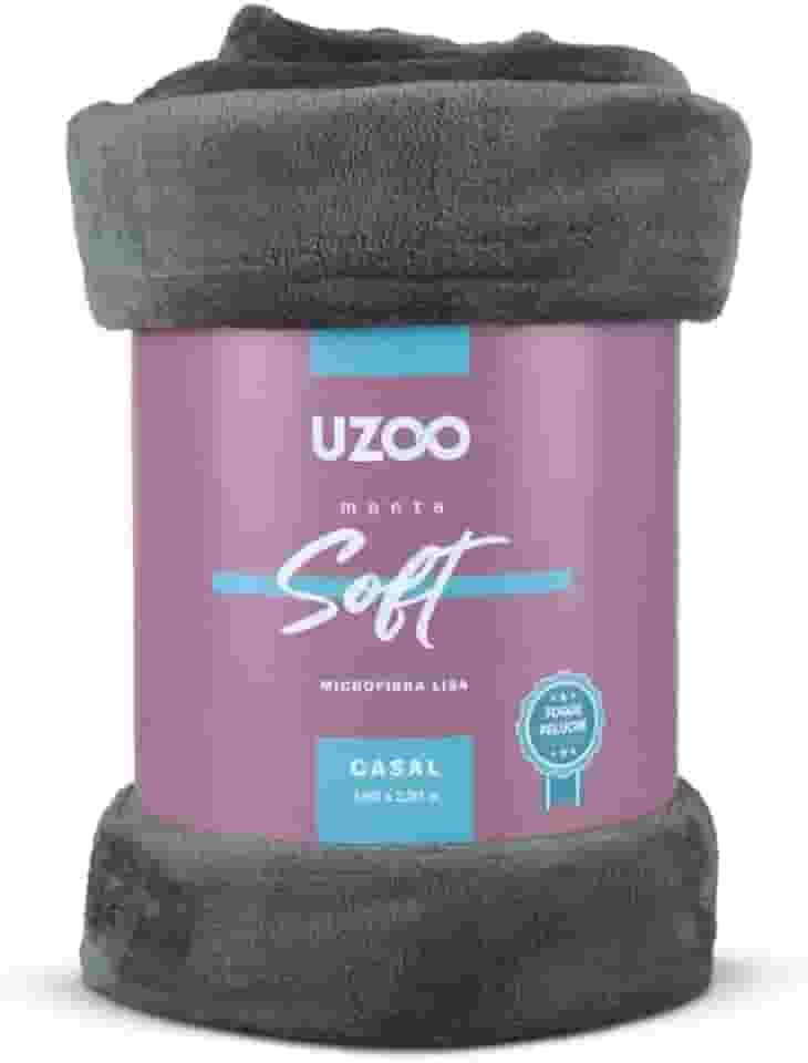 Manta Soft Microfibra Casal, 180x220cm, Cinza, Toque Peluche