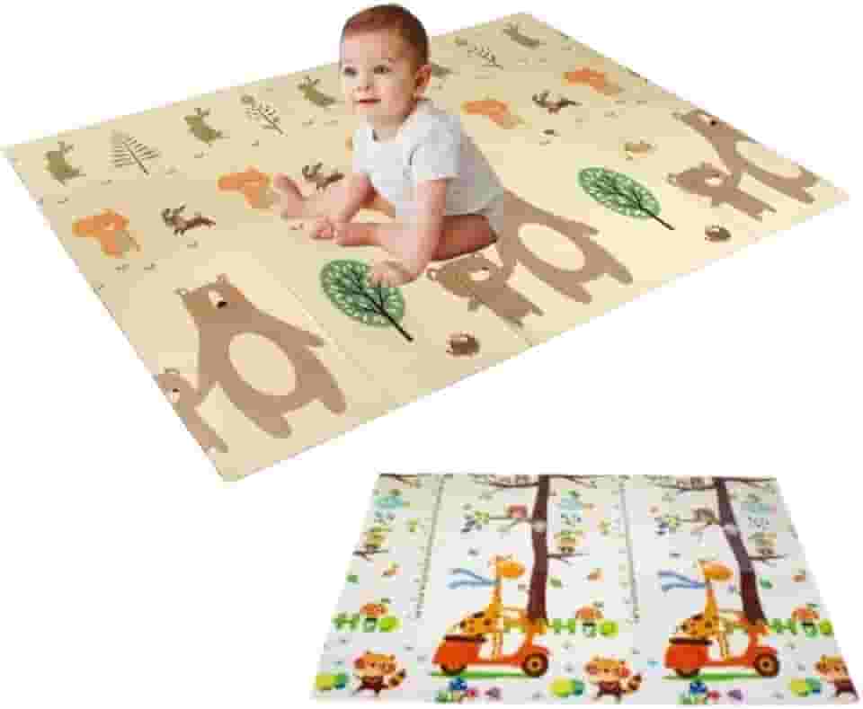 Tapete Térmico Infantil Atividades Dupla Face Dobrável 150x200cm Original Baby Toys® (Urso/Girafa 1cm)