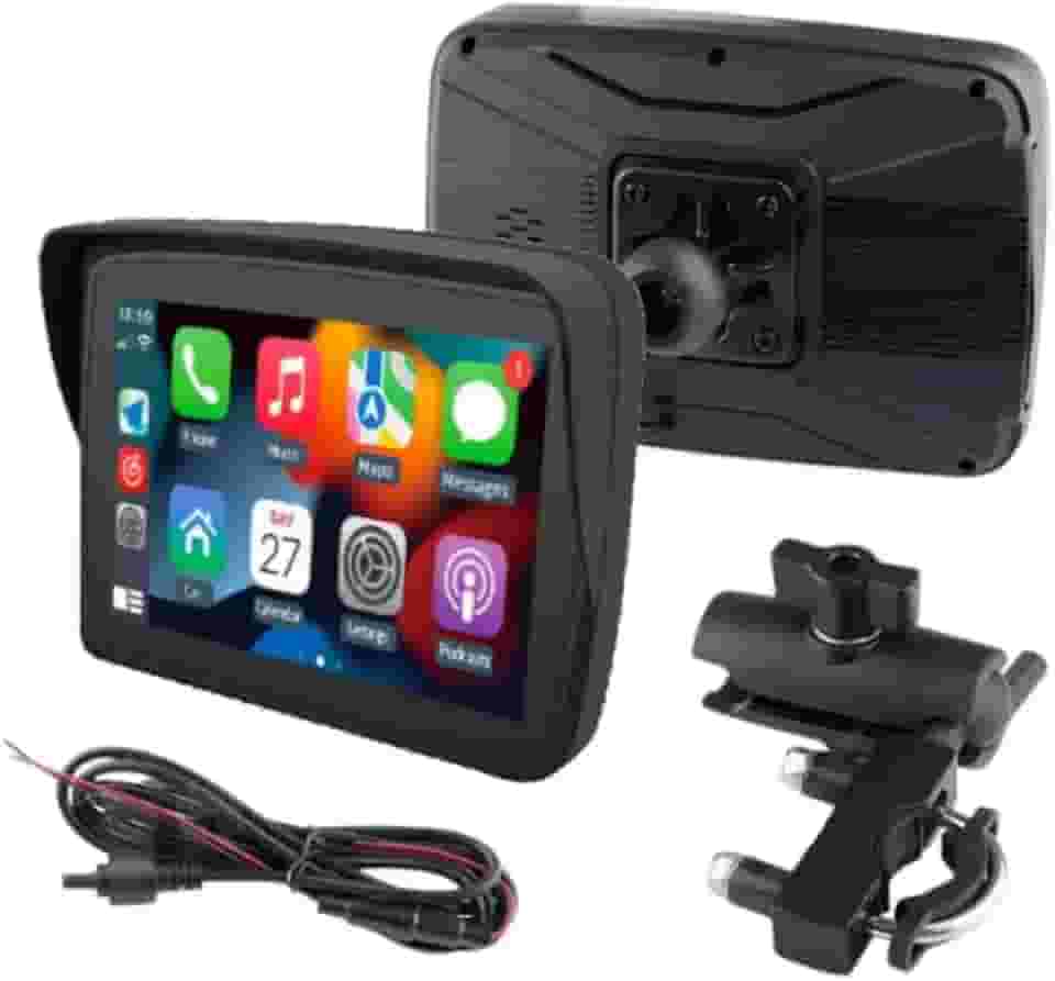 Tela Navegador Sensível ao Toque GPS Central Multimídia HD 5 Polegadas IP67 Modo Moto Auto Carplay Sem Fio Bluetooth Andoid Auto