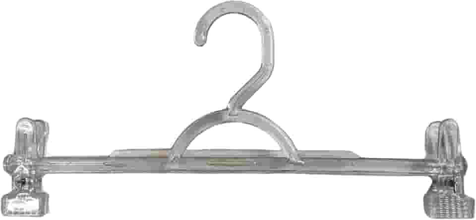 Cabides com Presilha 10 unidades em Acrílico Transparente, Cabide Saia, Shorts e Calça.