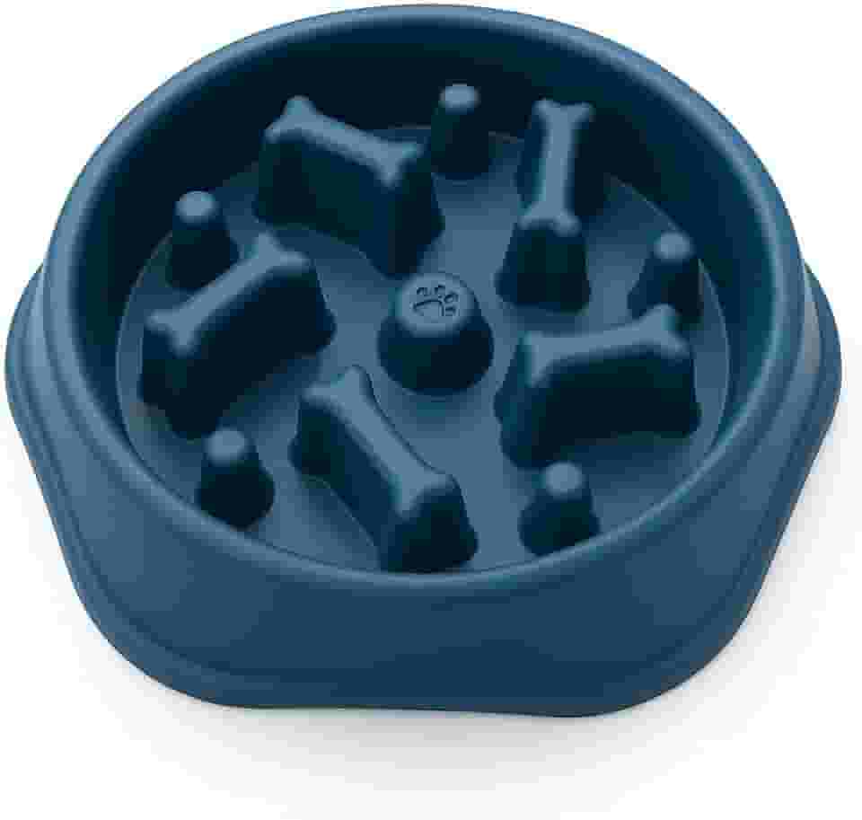 Comedouro Lento Labirinto para Cães, Plástico Resistente, 20 cm, Alimentação Consciente, Antiderrapante (Azul)