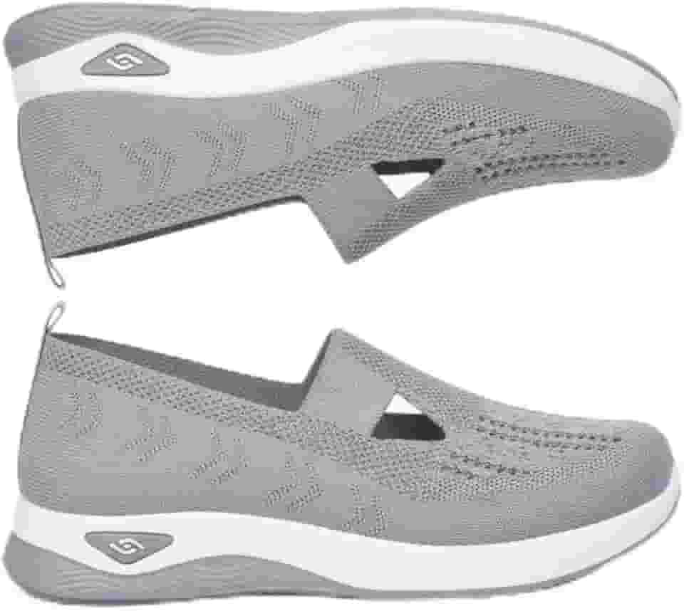 Tênis Ortopédico Feminino Confortável em Tecido Respirável, Suporte de Arco, Sola Macia, Para Caminhada e Corrida, CINZA (Nº 36 ao 39)
