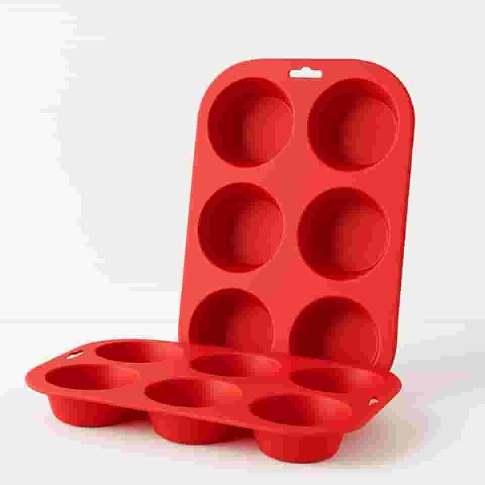 Kit 3 Formas Cupcakes Silicone 6 Cavidades Antiaderente Cores Sortidas Forno Micro-ondas Muffin Donuts - Brucaro Prime